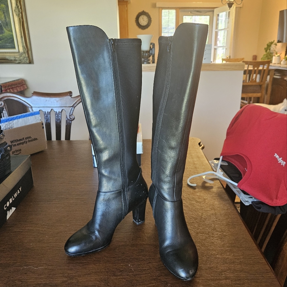Anne Klein Sylvie iFit Knee High Black Leather Boot